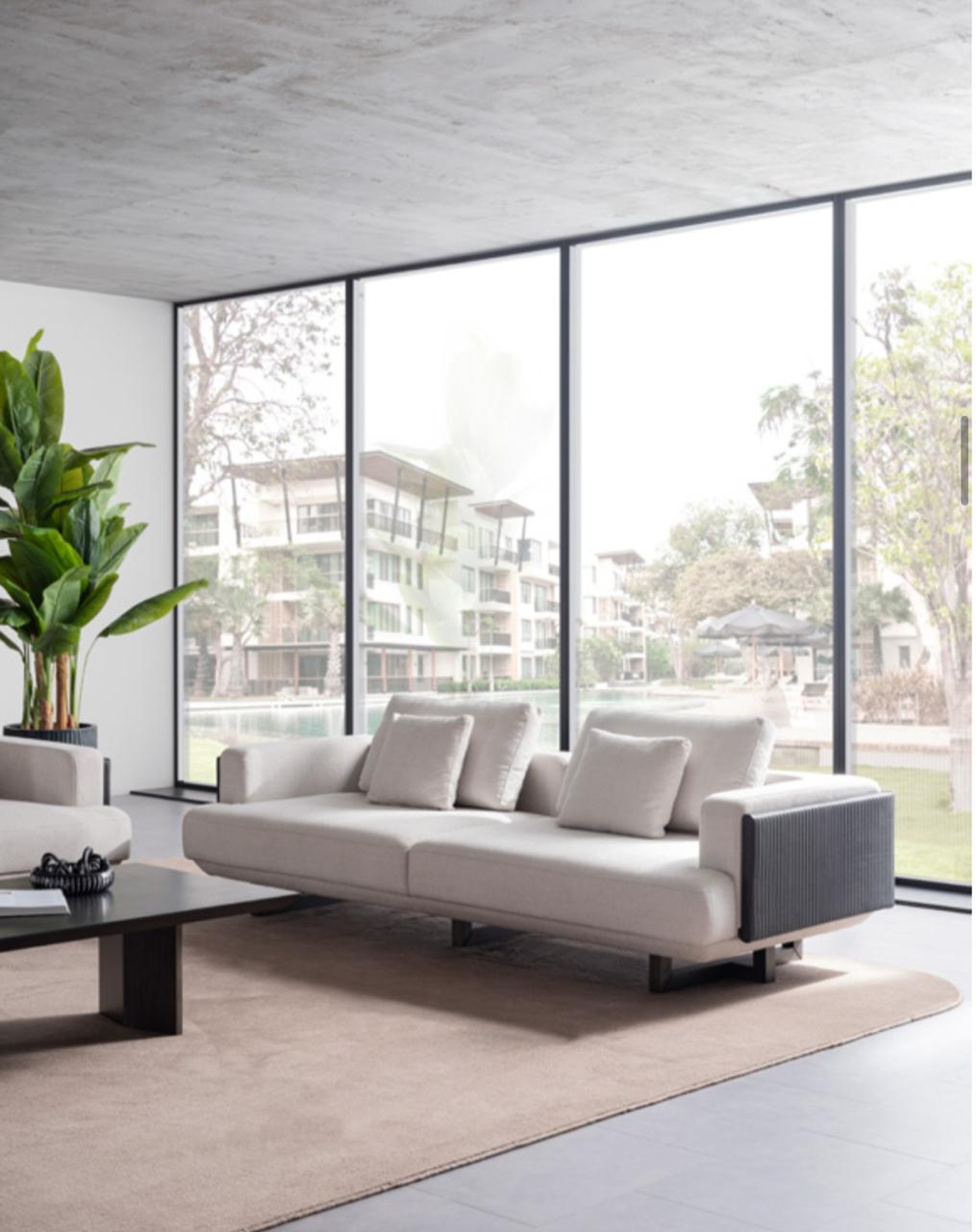 Ensemble salon Dome Cross avec canapé 3 places, fauteuil compact et table basse