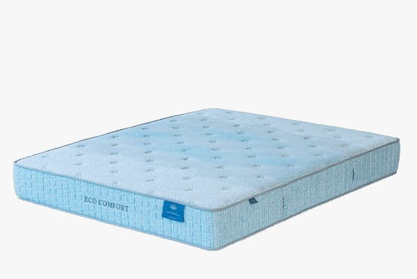 Matelas Eco Comfort bleu clair avec surface matelassée et tissu respirant