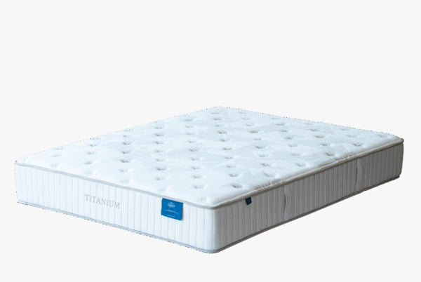 Matelas Titanium blanc avec surface matelassée et côtés à coutures verticales