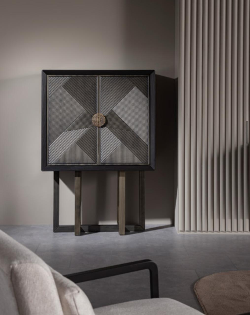 Vitrine Dome Bruno en MDF plaqué chêne