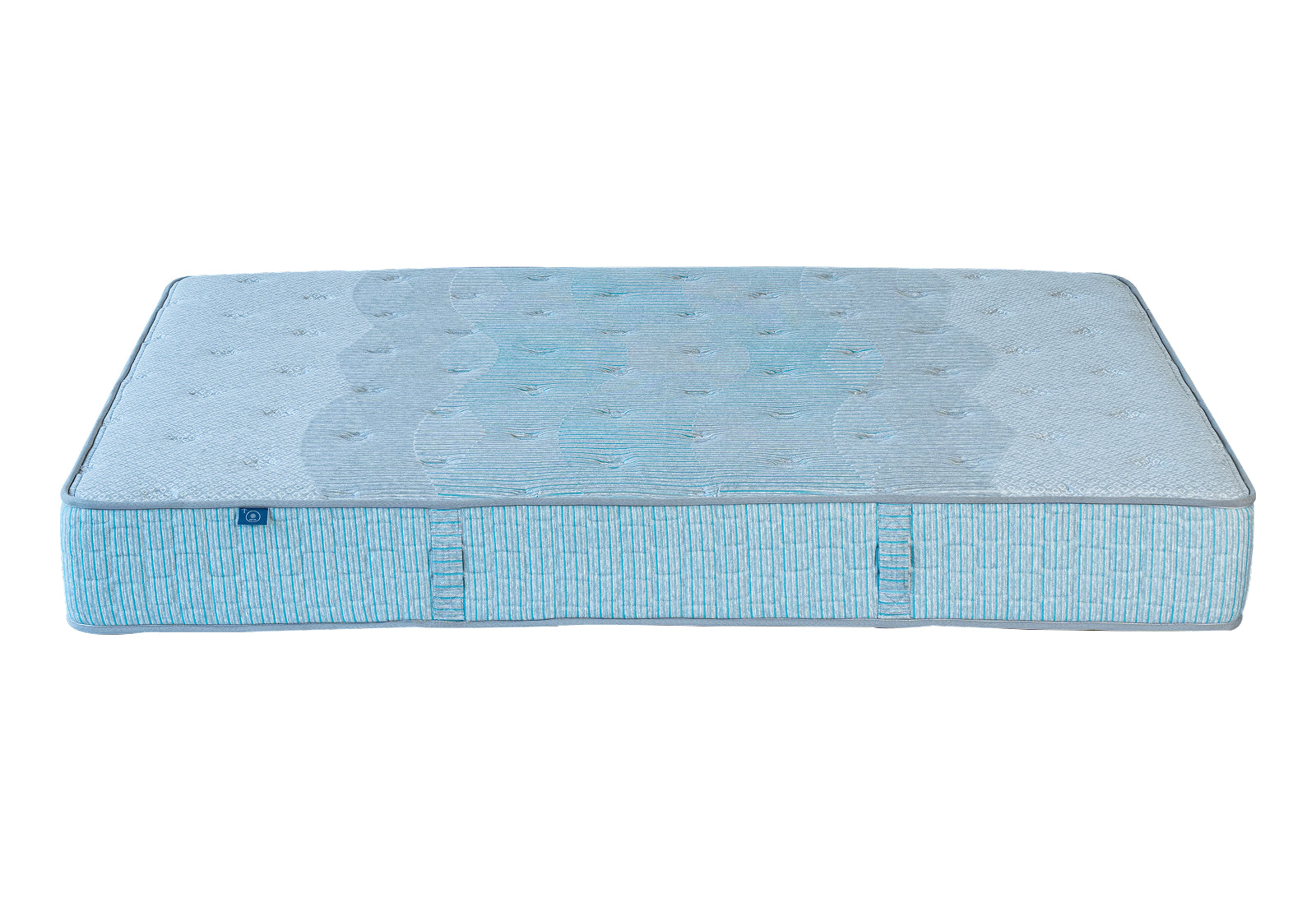Matelas Eco Comfort bleu clair avec surface matelassée et tissu respirant
